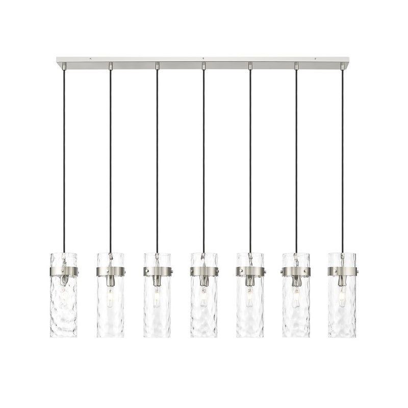 Z-Lite Fontaine 7Lt 56.75" Linear Chandelier, Nickel/Clear Water