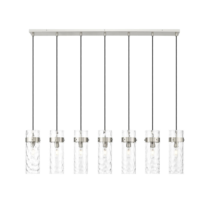 Z-Lite Fontaine 7 Light 56.75" Linear Chandelier, Nickel/Clear Water