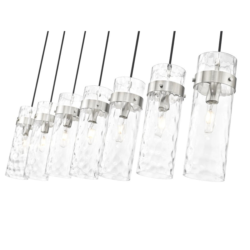 Z-Lite Fontaine 7 Light 56.75" Linear Chandelier, Nickel/Clear Water