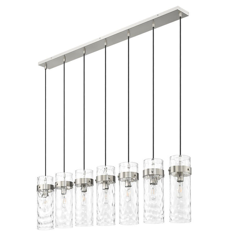 Z-Lite Fontaine 7Lt 56.75" Linear Chandelier, Nickel/Clear Water