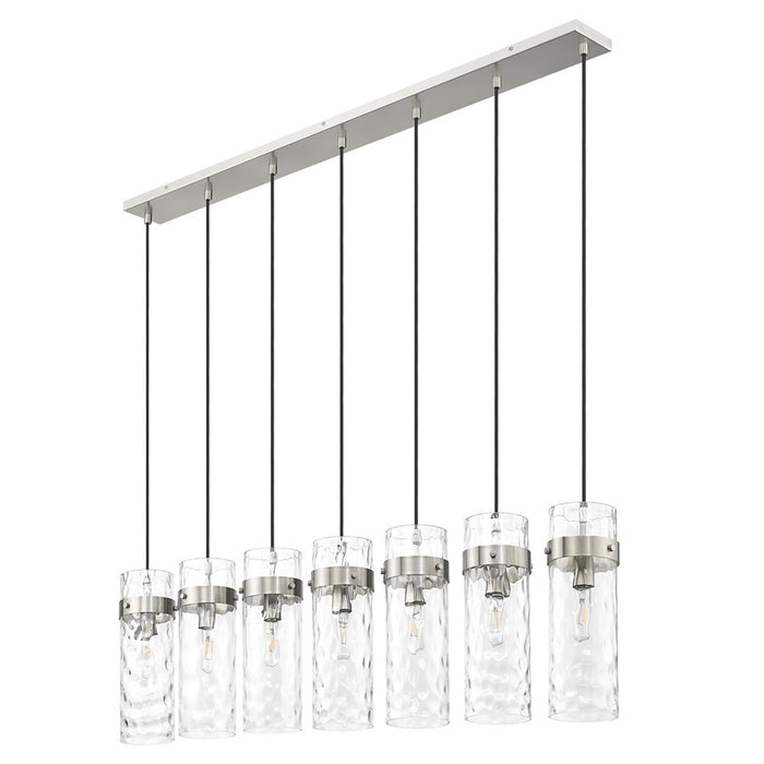 Z-Lite Fontaine 7 Light 56.75" Linear Chandelier, Nickel/Clear Water