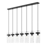 Z-Lite Fontaine 7 Light 56.75" Linear Chandelier, Black/Clear Water - 7002P5-7L-MB