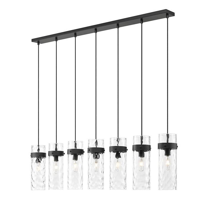 Z-Lite Fontaine 7 Light 56.75" Linear Chandelier, Black/Clear Water - 7002P5-7L-MB