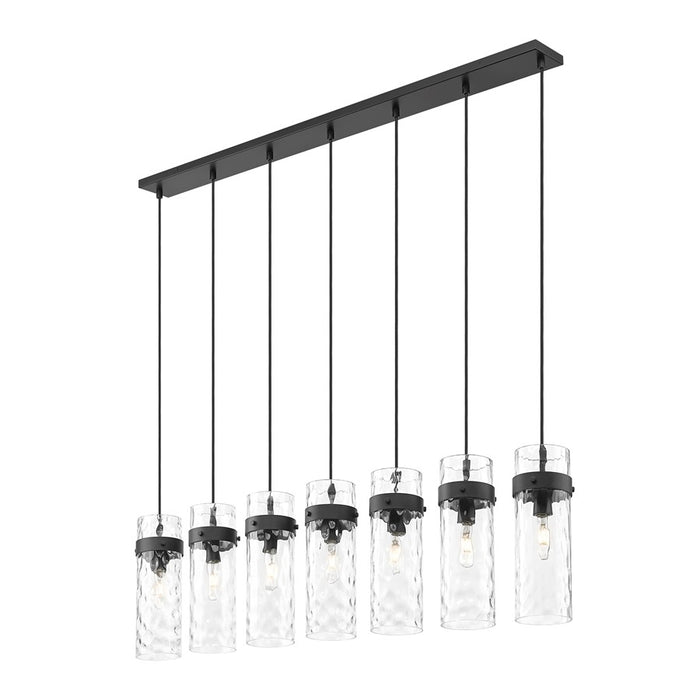 Z-Lite Fontaine 7 Light 56.75" Linear Chandelier, Black/Clear Water