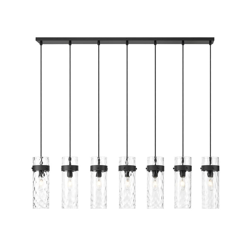Z-Lite Fontaine 7Lt 56.75" Linear Chandelier, Black/Clear Water