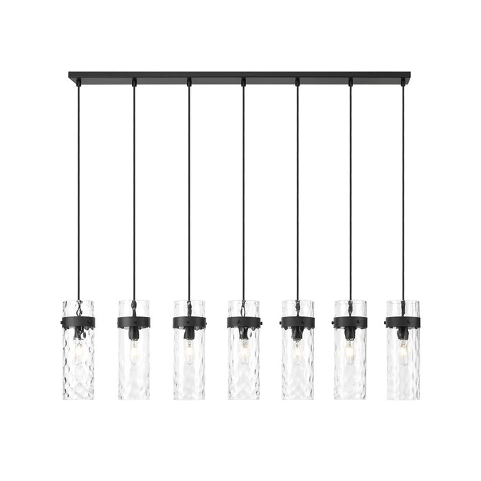 Z-Lite Fontaine 7 Light 56.75" Linear Chandelier, Black/Clear Water