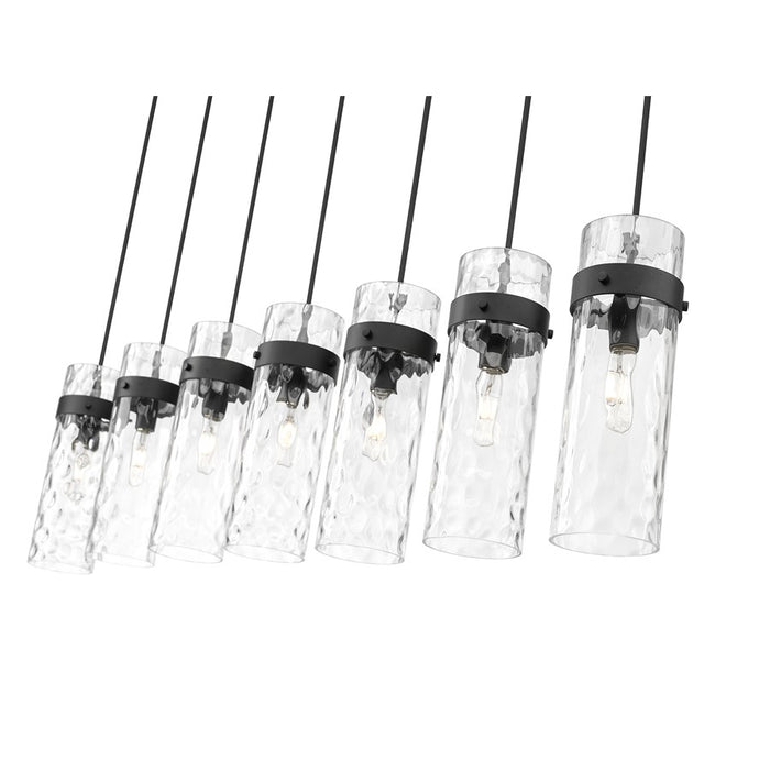 Z-Lite Fontaine 7 Light 56.75" Linear Chandelier, Black/Clear Water