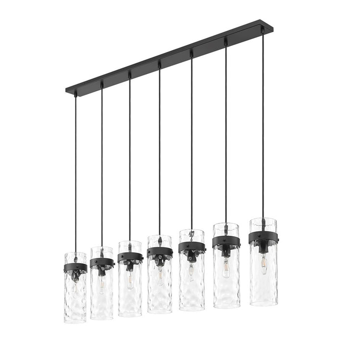 Z-Lite Fontaine 7 Light 56.75" Linear Chandelier, Black/Clear Water