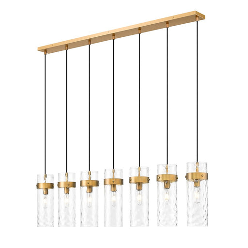 Z-Lite Fontaine 7 Light 56.75" Linear Chandelier, Brass/Clear Water - 7002P5-7L-RB