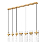 Z-Lite Fontaine 7Lt 56.75" Linear Chandelier, Brass/Clear Water - 7002P5-7L-RB