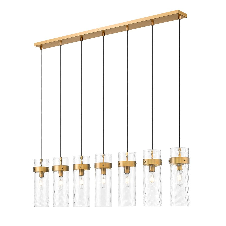 Z-Lite Fontaine 7Lt 56.75" Linear Chandelier, Brass/Clear Water - 7002P5-7L-RB
