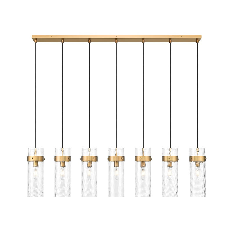 Z-Lite Fontaine 7Lt 56.75" Linear Chandelier, Brass/Clear Water