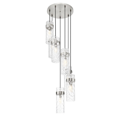 Z-Lite Fontaine 7 Light 19.5" Chandelier, Brushed Nickel/Clear Water - 7002P5-7R-BN