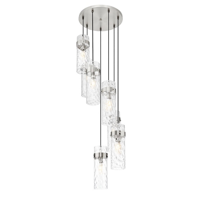 Z-Lite Fontaine 7 Light 19.5" Chandelier, Brushed Nickel/Clear Water - 7002P5-7R-BN