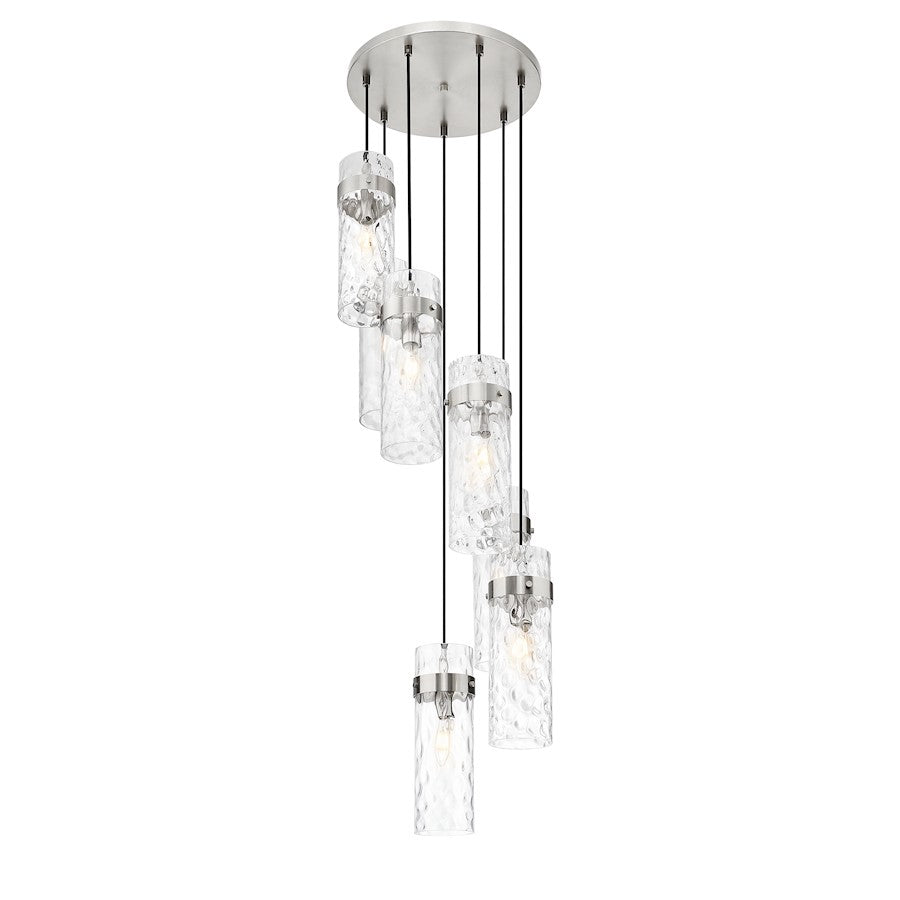 Z-Lite Fontaine 7 Light 19.5" Chandelier, Brushed Nickel/Clear Water - 7002P5-7R-BN