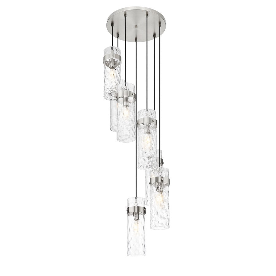 Z-Lite Fontaine 7Lt 19.5" Chandelier, Brushed Nickel/Clear Water - 7002P5-7R-BN