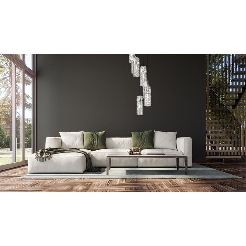Z-Lite Fontaine 7 Light 19.5" Chandelier, Brushed Nickel/Clear Water