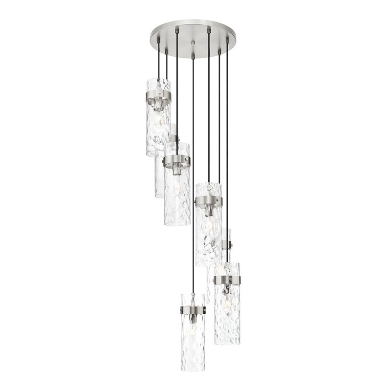 Z-Lite Fontaine 7Lt 19.5" Chandelier, Brushed Nickel/Clear Water