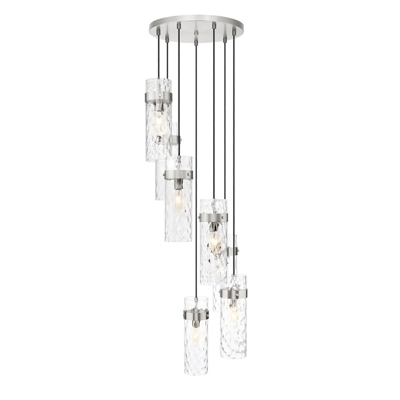 Z-Lite Fontaine 7Lt 19.5" Chandelier, Brushed Nickel/Clear Water