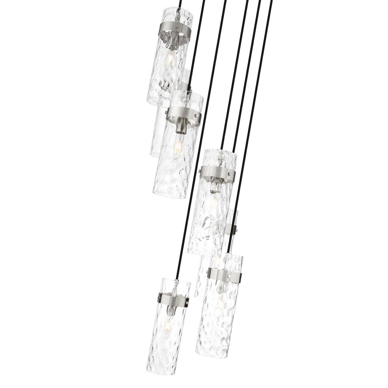 Z-Lite Fontaine 7 Light 19.5" Chandelier, Brushed Nickel/Clear Water