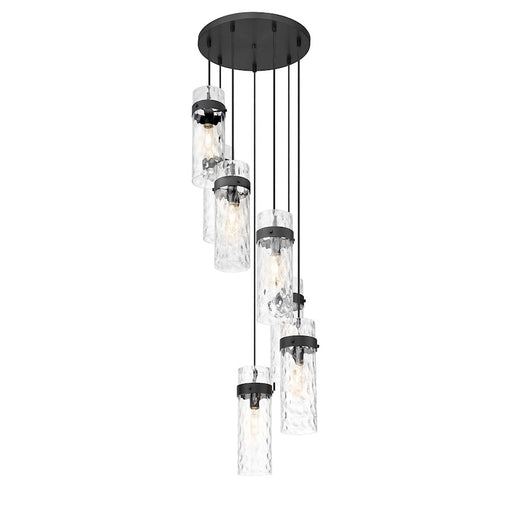 Z-Lite Fontaine 7 Light 19.5" Chandelier, Matte Black/Clear Water - 7002P5-7R-MB
