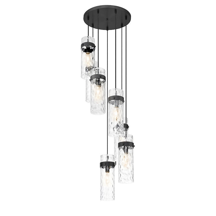 Z-Lite Fontaine 7 Light 19.5" Chandelier, Matte Black/Clear Water - 7002P5-7R-MB