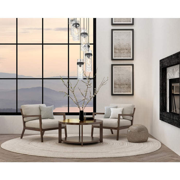 Z-Lite Fontaine 7 Light 19.5" Chandelier, Matte Black/Clear Water