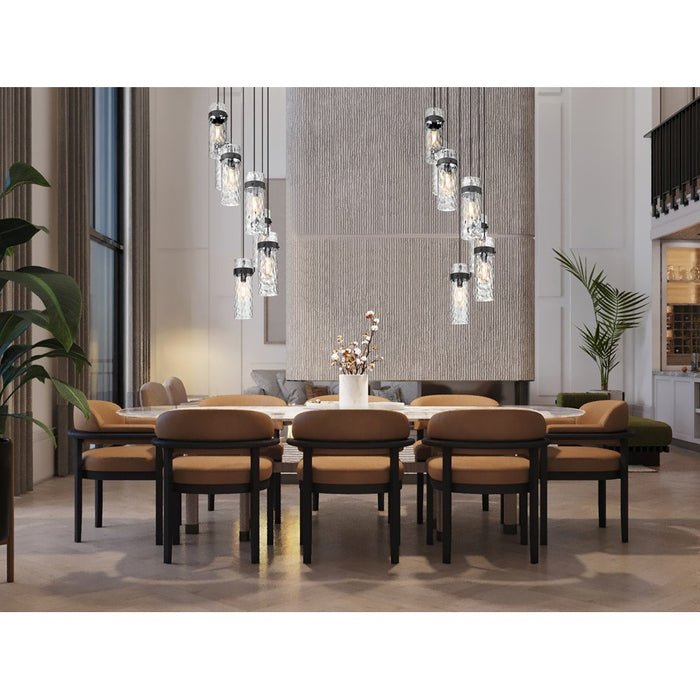 Z-Lite Fontaine 7 Light 19.5" Chandelier, Matte Black/Clear Water