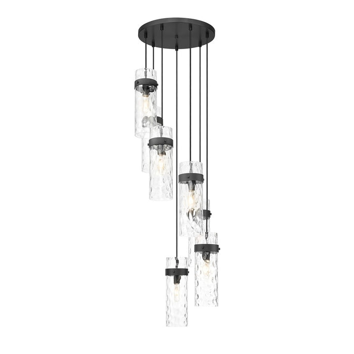 Z-Lite Fontaine 7 Light 19.5" Chandelier, Matte Black/Clear Water