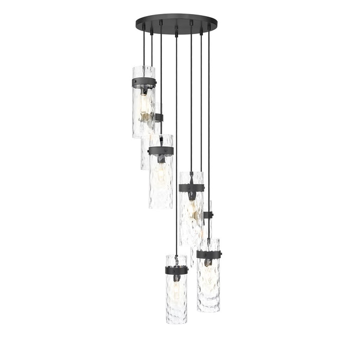 Z-Lite Fontaine 7 Light 19.5" Chandelier, Matte Black/Clear Water