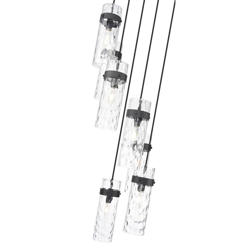 Z-Lite Fontaine 7 Light 19.5" Chandelier, Matte Black/Clear Water