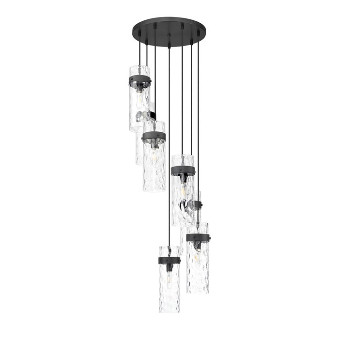 Z-Lite Fontaine 7 Light 19.5" Chandelier, Matte Black/Clear Water