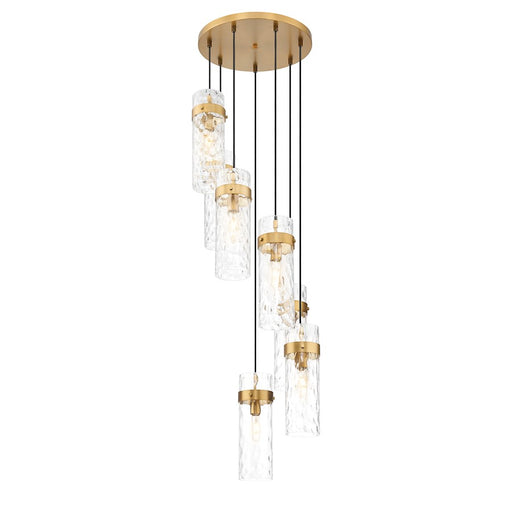 Z-Lite Fontaine 7 Light 19.5" Chandelier, Rubbed Brass/Clear Water - 7002P5-7R-RB