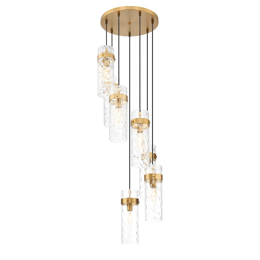 Z-Lite Fontaine 7 Light 19.5" Chandelier, Rubbed Brass/Clear Water - 7002P5-7R-RB