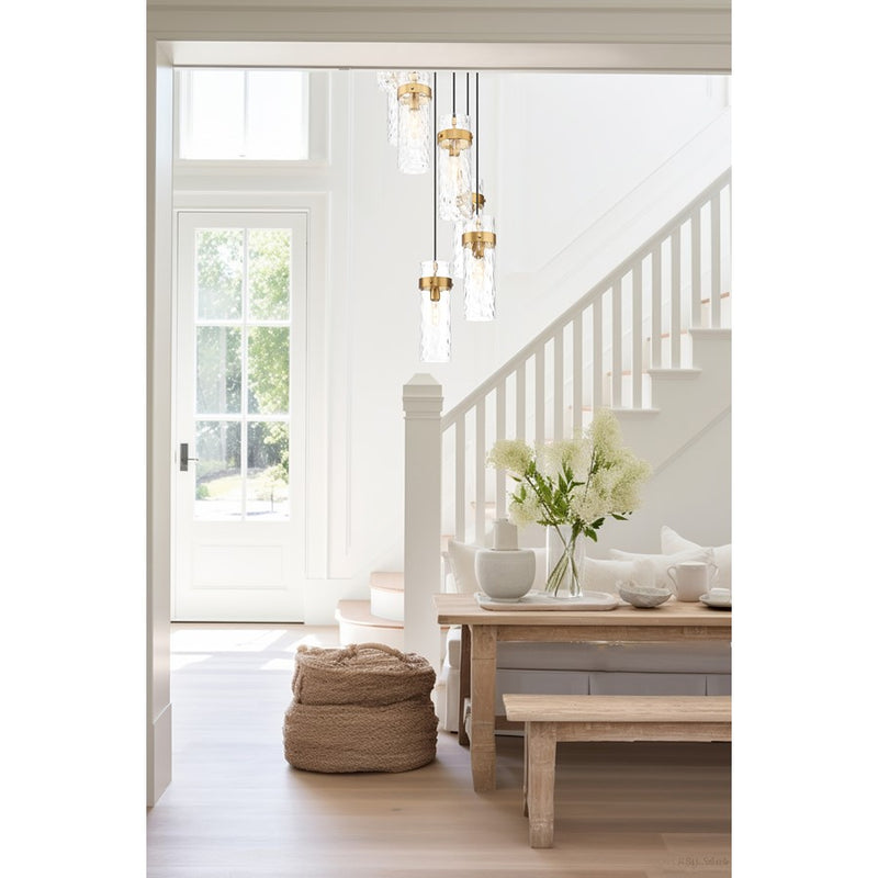 Z-Lite Fontaine 7 Light 19.5" Chandelier, Rubbed Brass/Clear Water