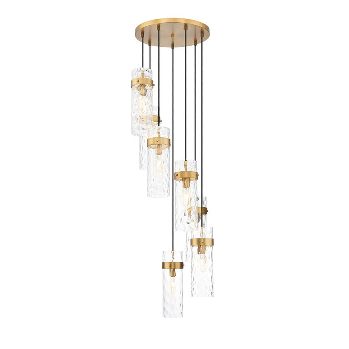 Z-Lite Fontaine 7 Light 19.5" Chandelier, Rubbed Brass/Clear Water