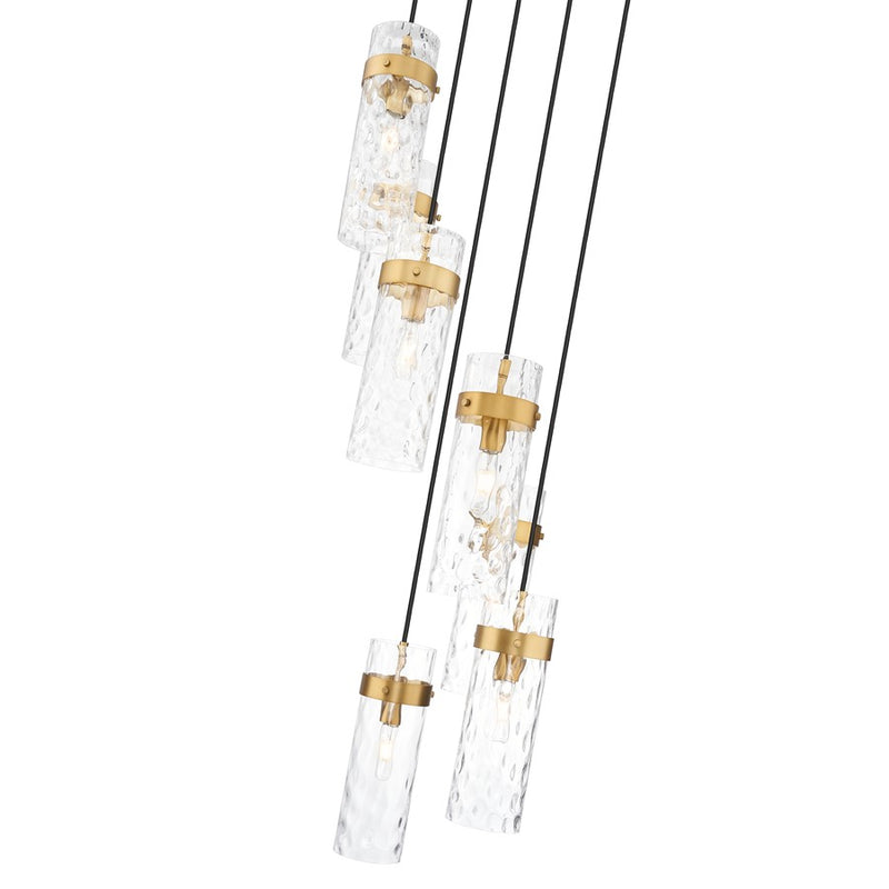 Z-Lite Fontaine 7 Light 19.5" Chandelier, Rubbed Brass/Clear Water