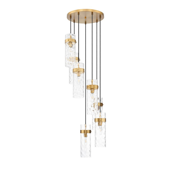 Z-Lite Fontaine 7Lt 19.5" Chandelier, Rubbed Brass/Clear Water