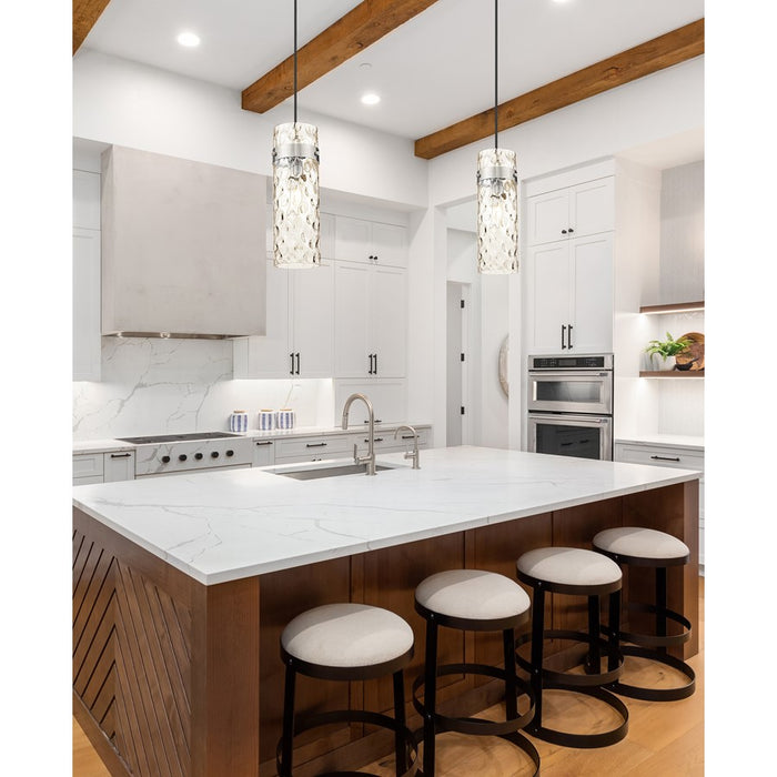 Z-Lite Fontaine 1 Light 5.75" Pendant, Brushed Nickel/Clear Water
