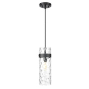 Z-Lite Fontaine 1 Light 5.75" Pendant, Matte Black/Clear Water - 7002P5-MB