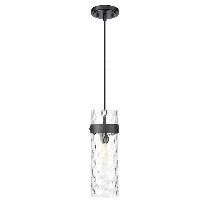 Z-Lite Fontaine 1 Light 5.75" Pendant, Matte Black/Clear Water - 7002P5-MB