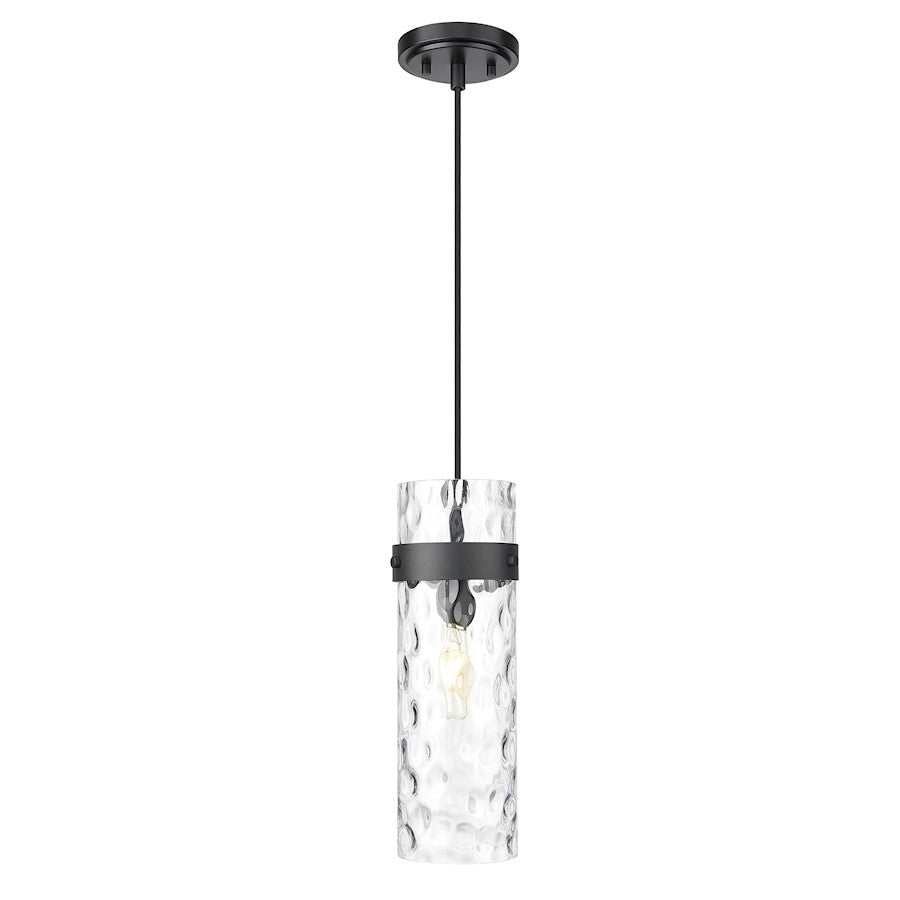 Z-Lite Fontaine 1 Light 5.75" Pendant, Matte Black/Clear Water - 7002P5-MB