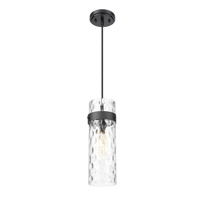 Z-Lite Fontaine 1 Light 5.75" Pendant, Matte Black/Clear Water