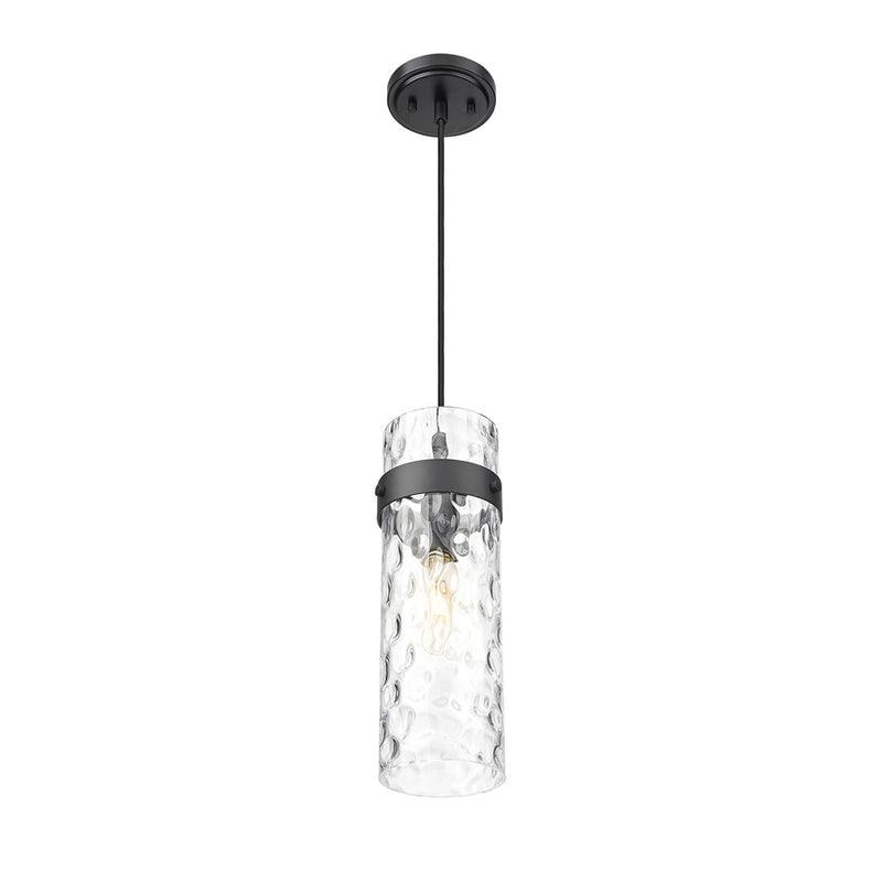 Z-Lite Fontaine 1 Light 5.75" Pendant, Matte Black/Clear Water