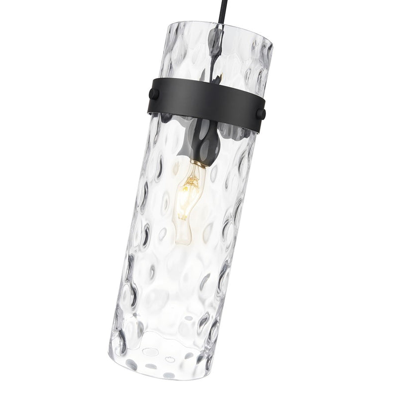 Z-Lite Fontaine 1 Light 5.75" Pendant, Matte Black/Clear Water