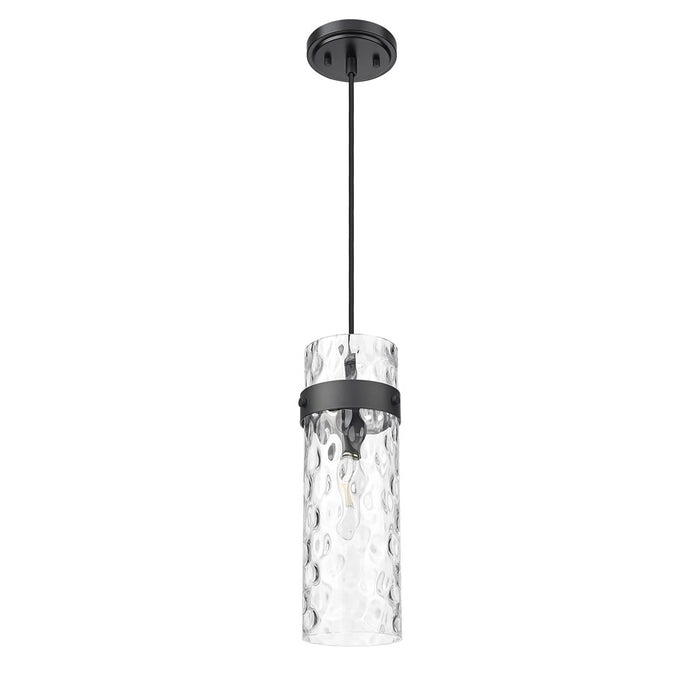 Z-Lite Fontaine 1 Light 5.75" Pendant, Matte Black/Clear Water