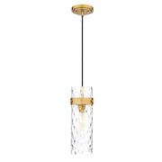 Z-Lite Fontaine 1 Light 5.75" Pendant, Rubbed Brass/Clear Water - 7002P5-RB