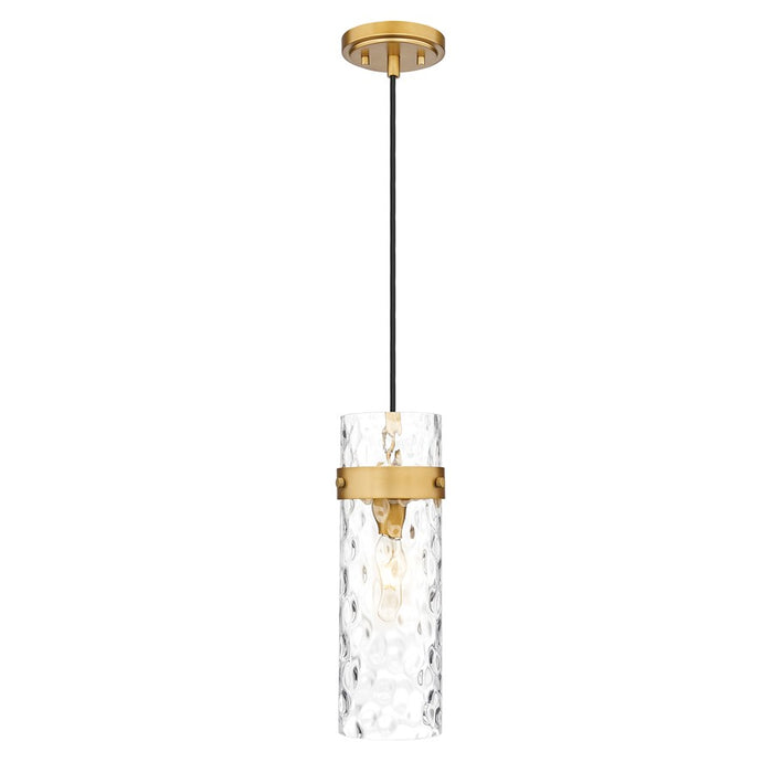 Z-Lite Fontaine 1 Light 5.75" Pendant, Rubbed Brass/Clear Water - 7002P5-RB