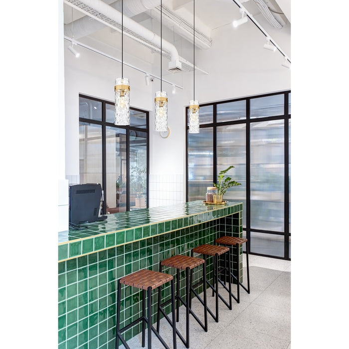 Z-Lite Fontaine 1 Light 5.75" Pendant, Rubbed Brass/Clear Water