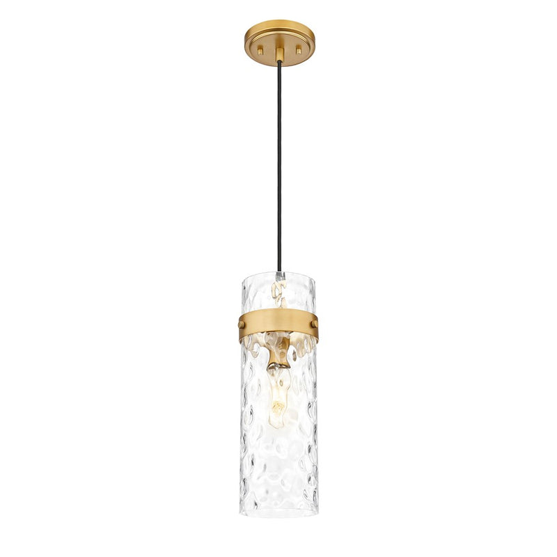 Z-Lite Fontaine 1 Light 5.75" Pendant, Rubbed Brass/Clear Water
